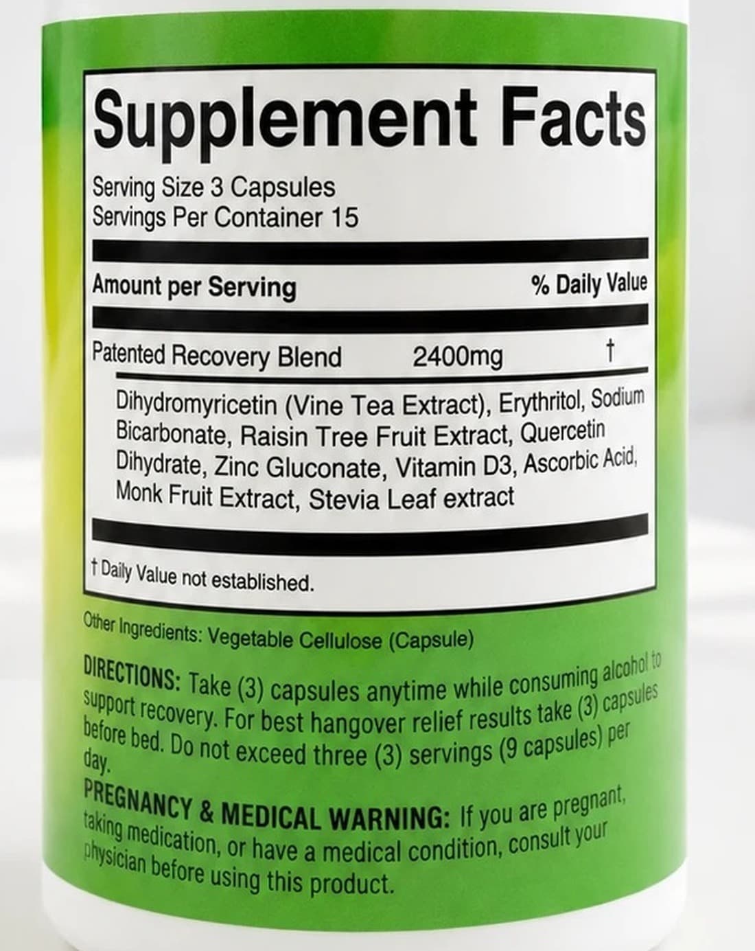 The Supplement Facts panel printed on the Joyrise bottle